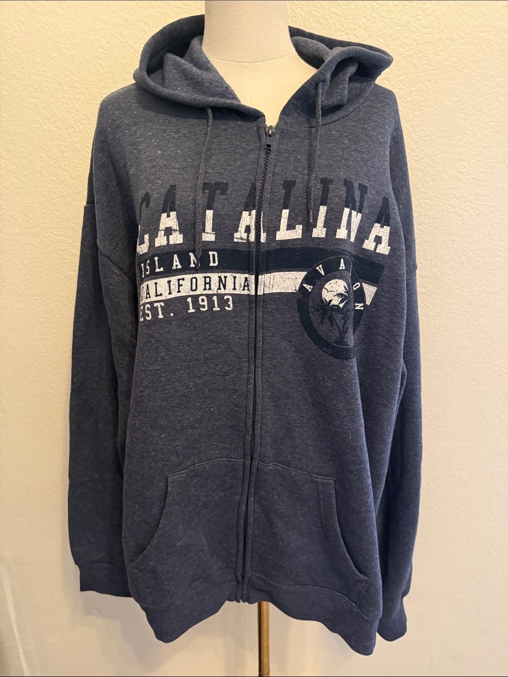 Catalina Island Navy Zip-Up Hoodie Sweatshirt